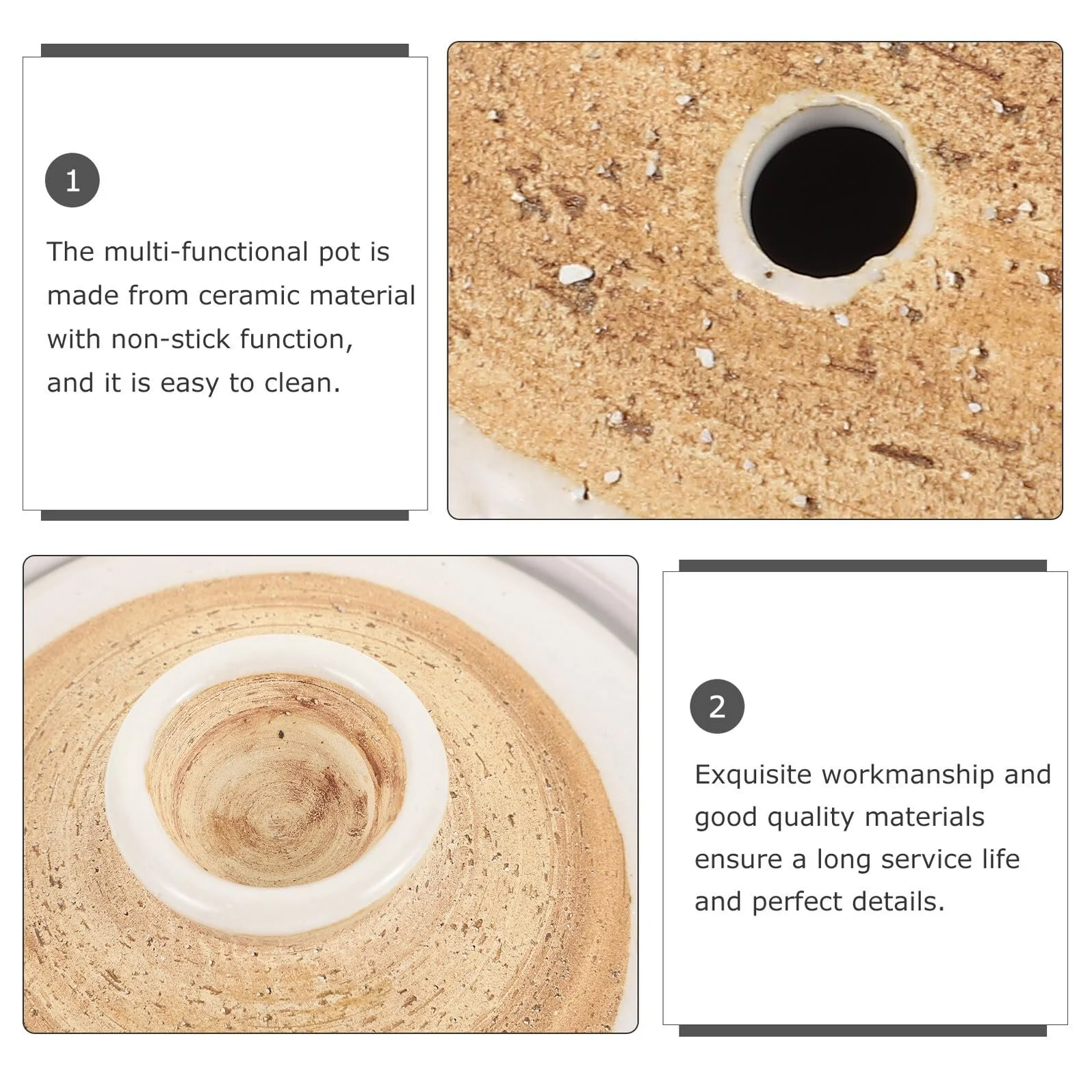 Кастрюля Cabilock Керамическая с крышкой 20.3 x 17.5 x 9 см, фото №3