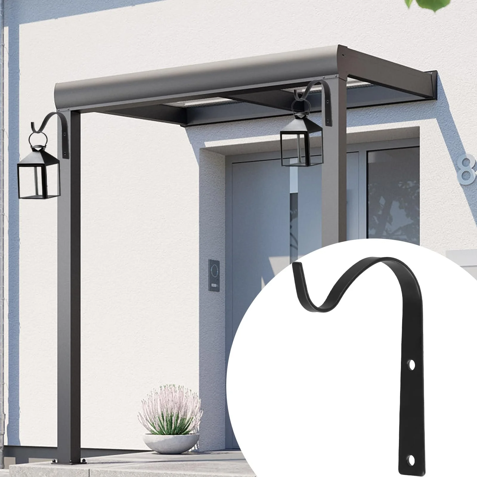 Кронштейни для рослин Joyan 4 шт. залізні настінні гачки з гвинтами Black, фото №7