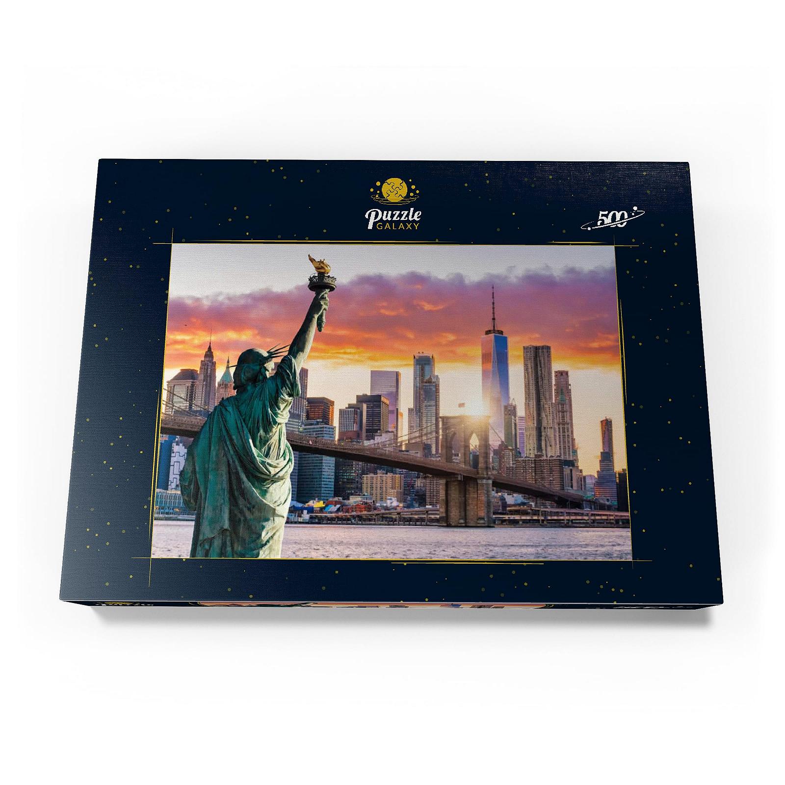 Пазл MyPuzzle Special Collection by Puzzle Galaxy Statue of Liberty and New York City Silhouette at Sunset, USA 500 деталей, фото №4