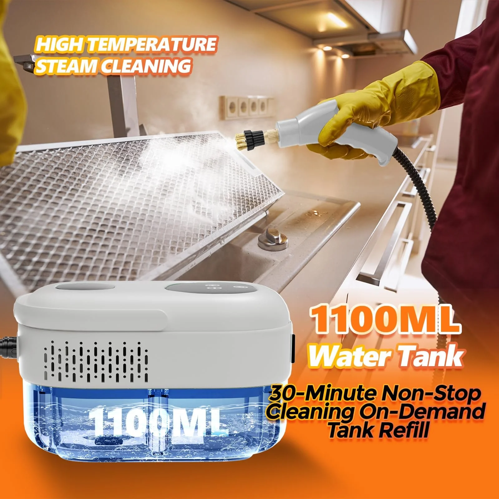 Пароочисник 2500 Вт, ручний пристрій для дому, портативний, високотемпературна машина для кухні, ванної кімнати, плитки, оббивки Білий, фото №4 Пароочисник 2500 Вт, ручний пристрій для дому, портативний, високотемпературна машина для кухні, ванної кімнати, плитки, оббивки Білий, фото №4