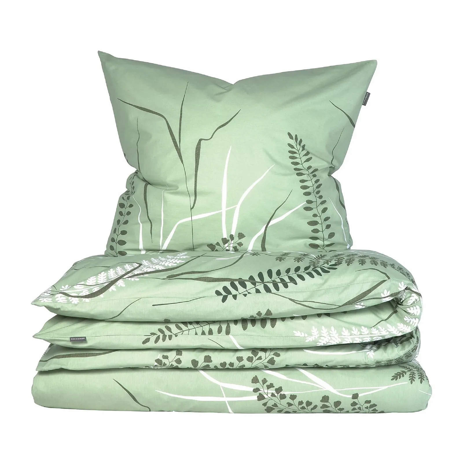 Комплект постільної білизни Schiesser Annic 2 предмети квітковий принт Renforcé 100% бавовна Öko-Tex на блискавці 135 x 200 см + 80 x 80 см зелений, фото №1