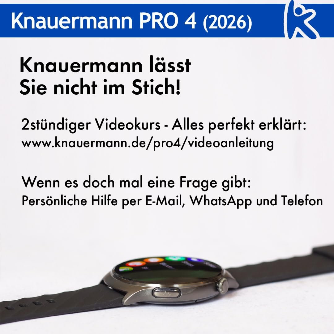 Смарт-часы Knauermann PRO 4 ECG Health Watch с функцией телефона, серебристый корпус, черный силиконовый ремешок, фото №15
