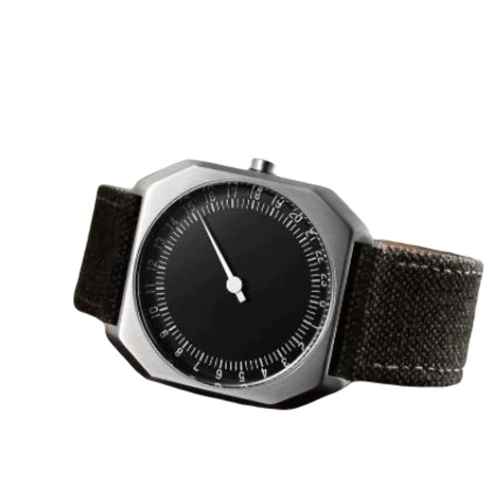 Годинник Slow Jo 14 Антрацит Срібний корпус Чорний циферблат Унісекс Кварцовий Чорний циферблат Чорний текстильний і полотняний ремінець, фото №3
