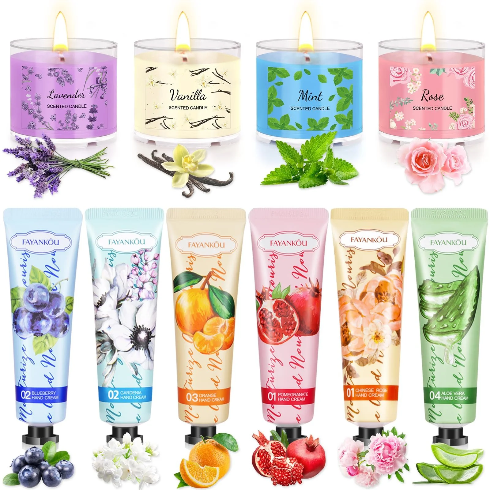 Крем для рук Набір Ароматизовані свічки Подарунки для жінок, 6 кремів для рук i 4 ароматизовані свічки, фото №3