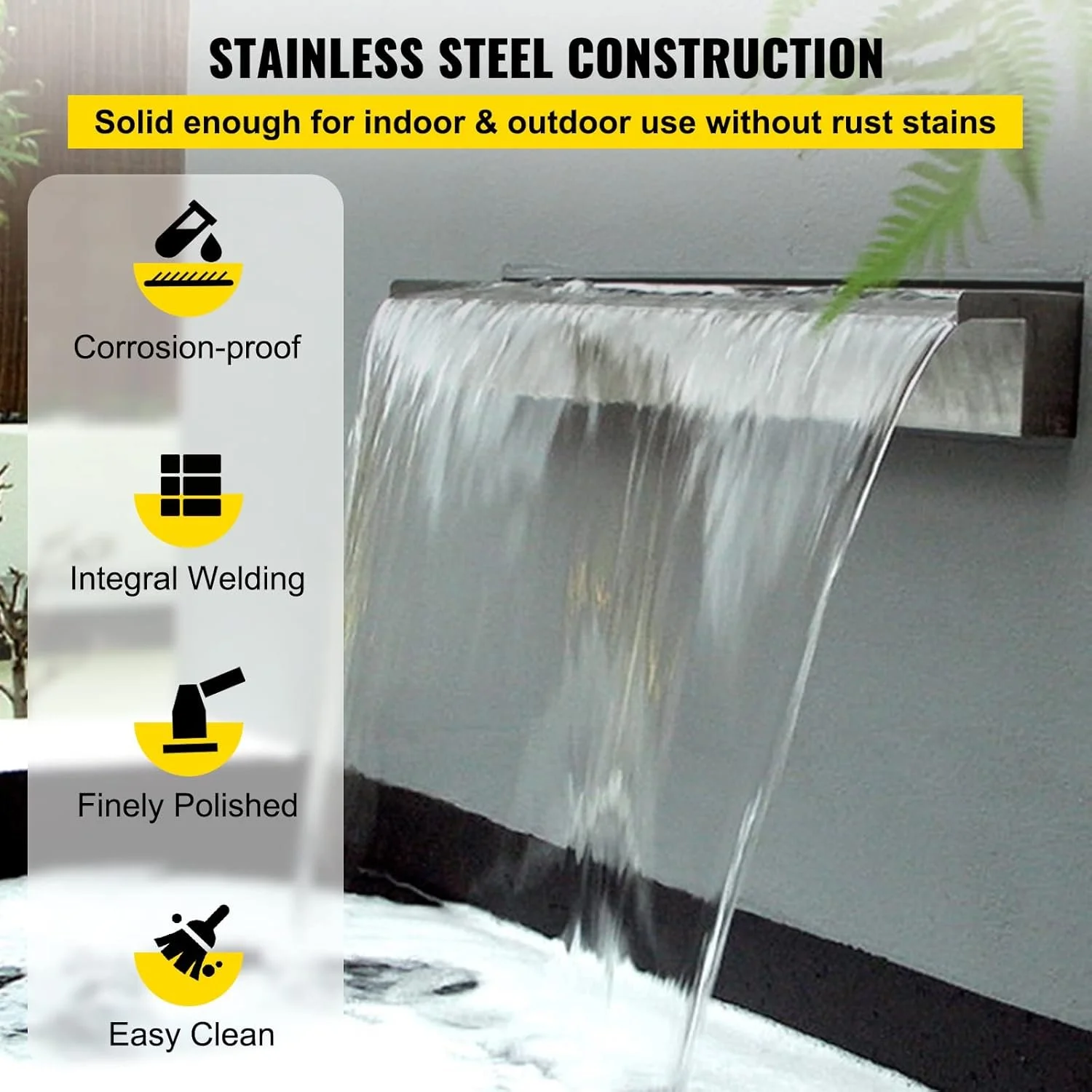 Фонтан для басейну VEVOR FAGA-6252 / 30 см ширина потоку / Нержавіюча сталь / Сріблястий, фото №8 Фонтан для басейну VEVOR FAGA-6252 / 30 см ширина потоку / Нержавіюча сталь / Сріблястий, фото №8