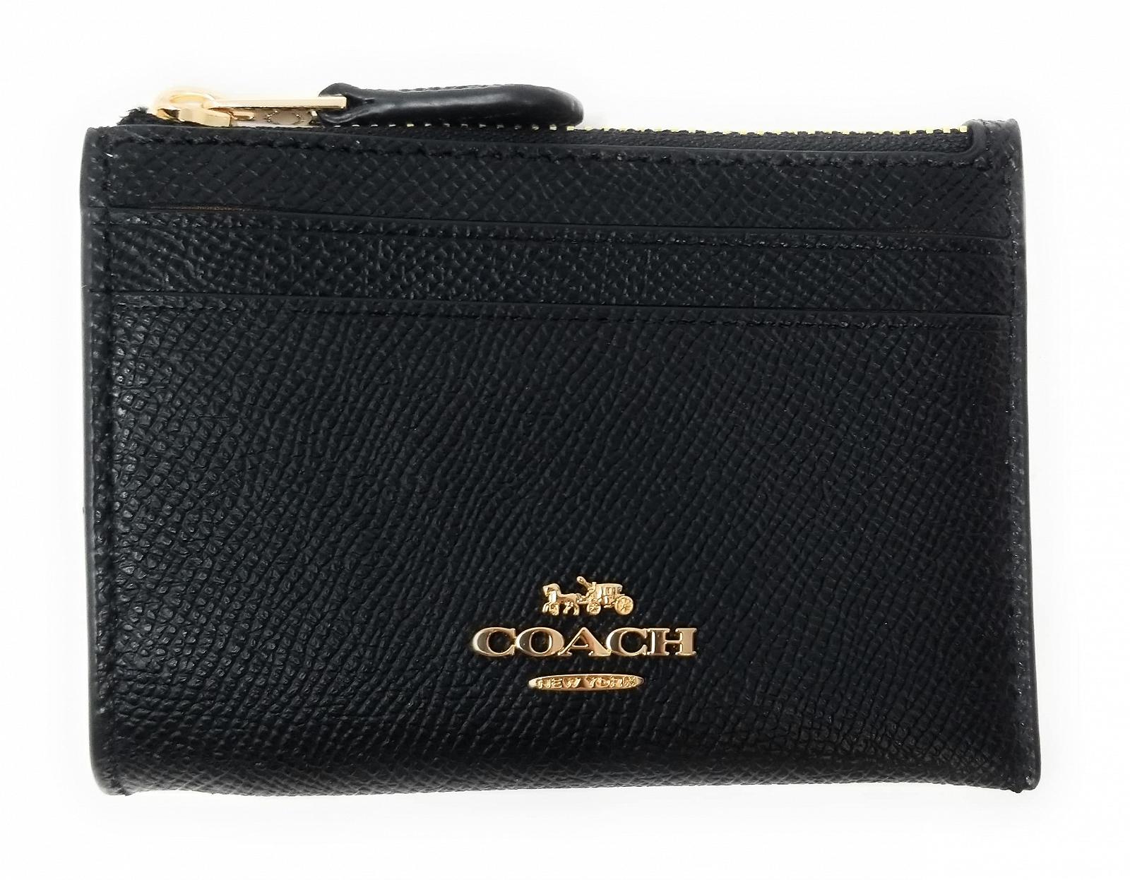 Гаманець COACH Mini Skinny ID Case Crossgrain Leather, чорний, фото №1