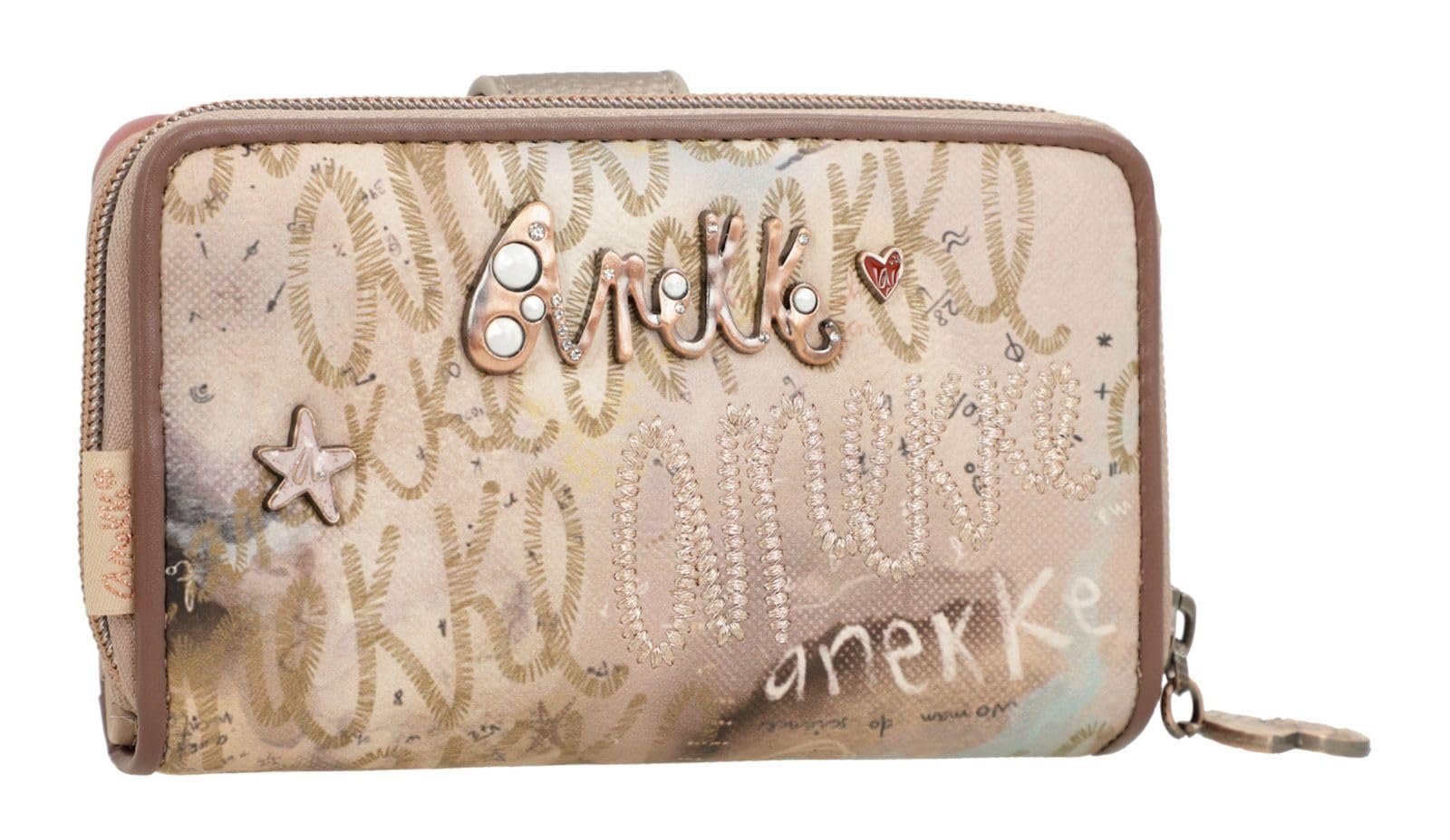 Кошелек Anekke Compact с молнией Stars Мелкие кожаные изделия из синтетической кожи Держатель для карт и кошелек 15 x 10 x 3 см Бежевый, фото №1