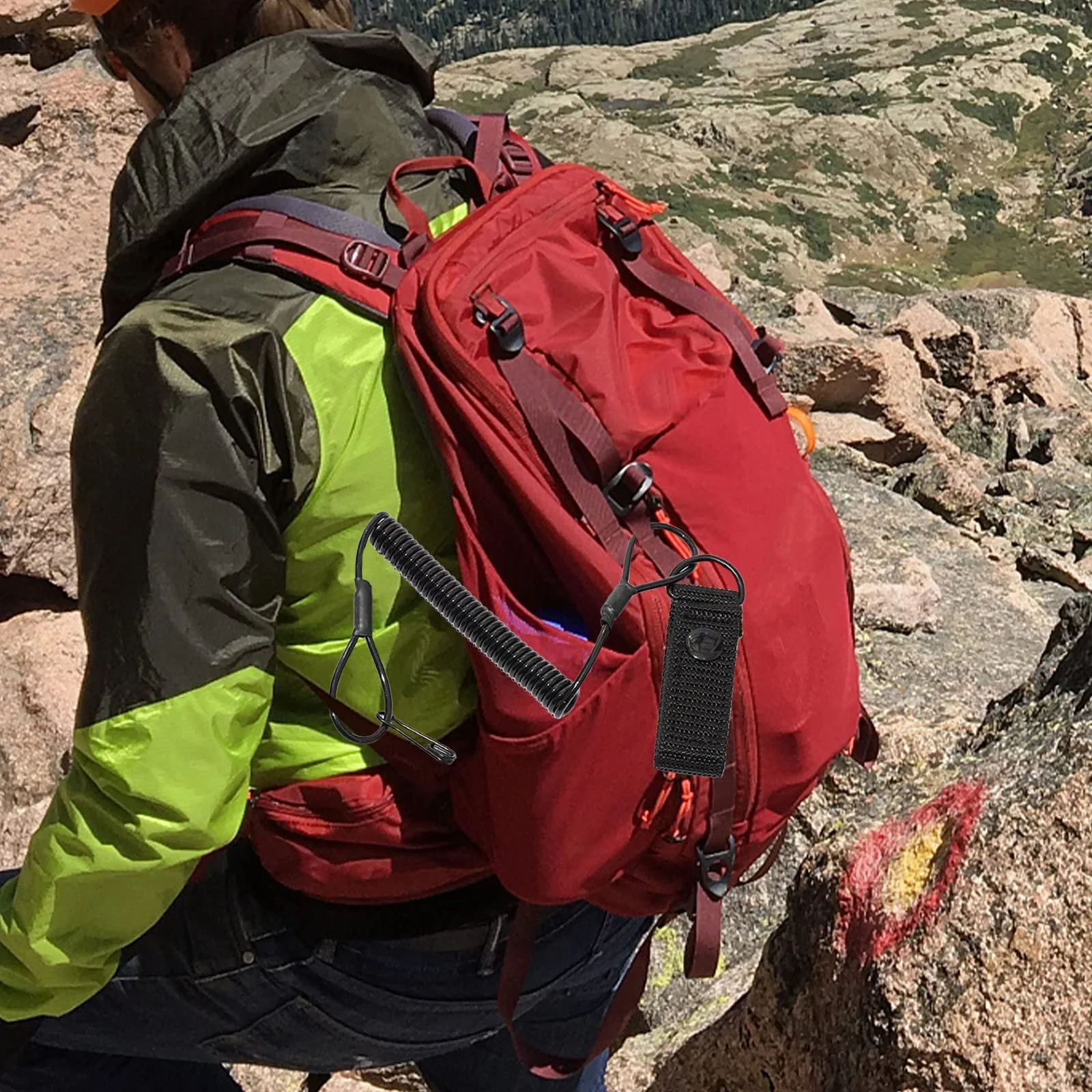 Тактичний ремінець Vakiorn, 2 шт., чорний, максимально розтягується до 125 см, зі спіральним кільцем для ключів, фото №7