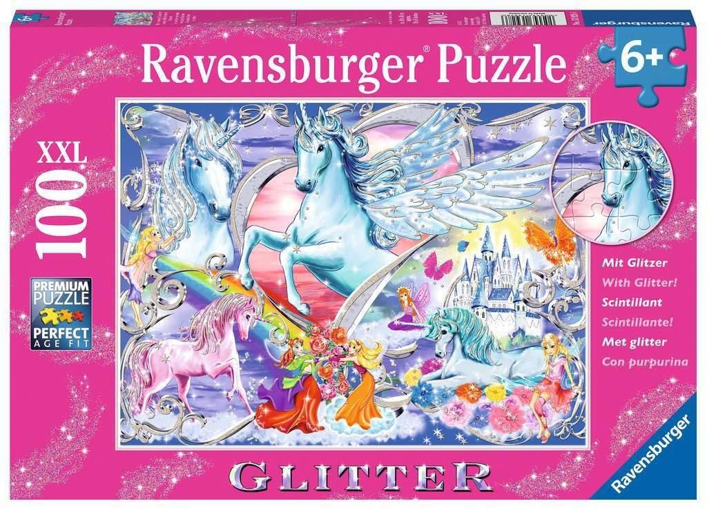Пазл Ravensburger Prettiest Unicorns 13928 XXL Glitter 100 деталей, фото №1
