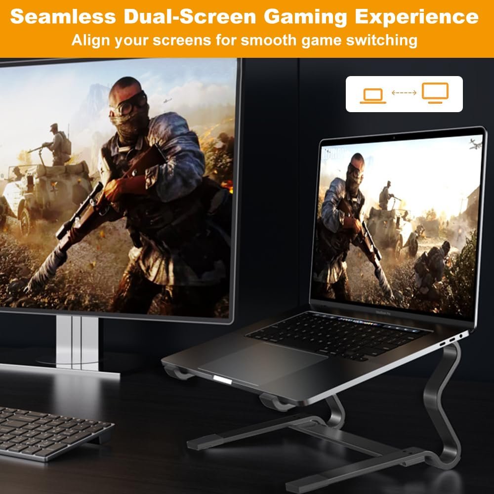 Подставка для ноутбука металлическая Настольная подставка для ноутбука Держатель для MacBook Черный Держатель для ноутбука Совместим с ноутбуками 10-17,6 дюймов, фото №7