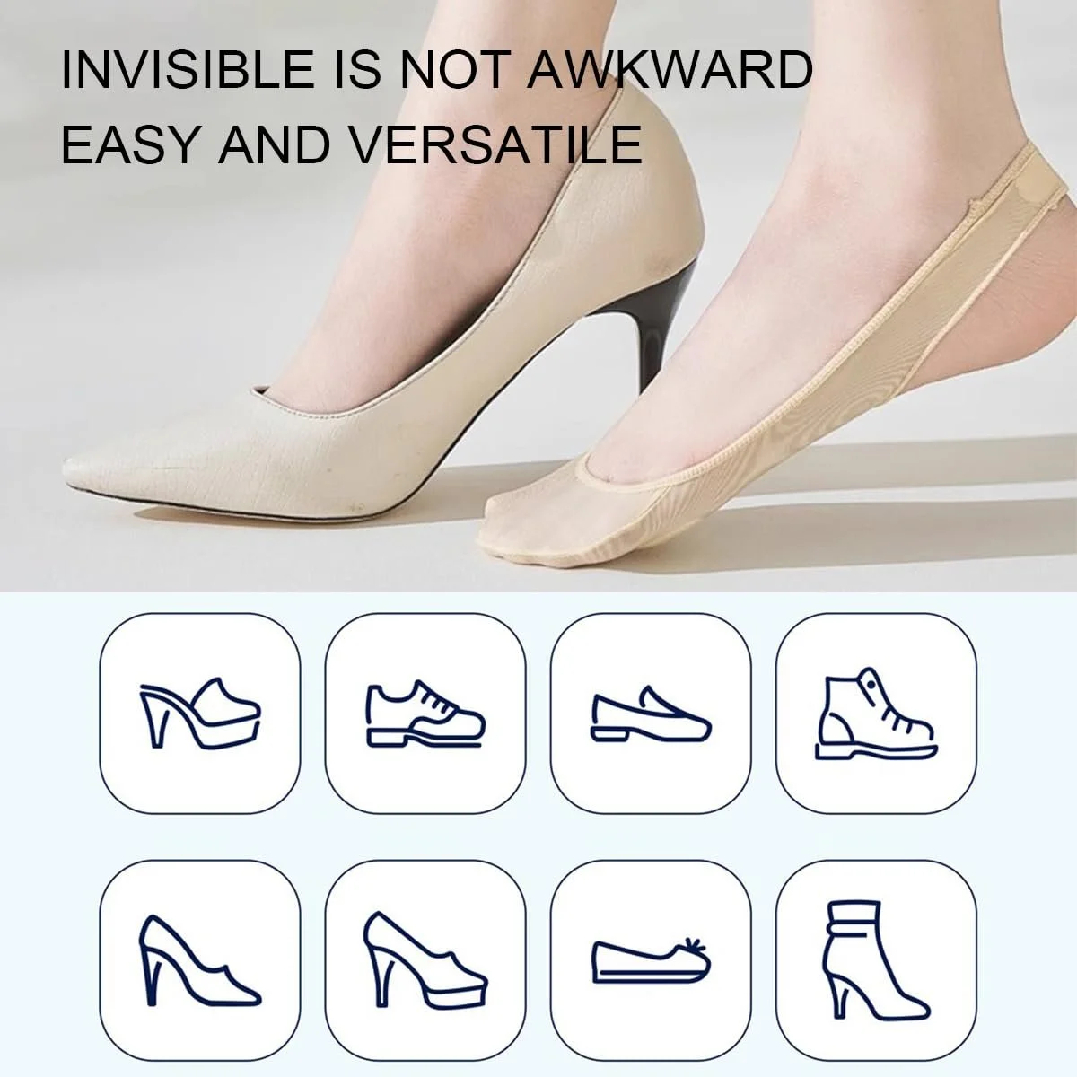 Подследники Женские 4 пары Невидимые Носки Телесный цвет, черный, Один размер, фото №4