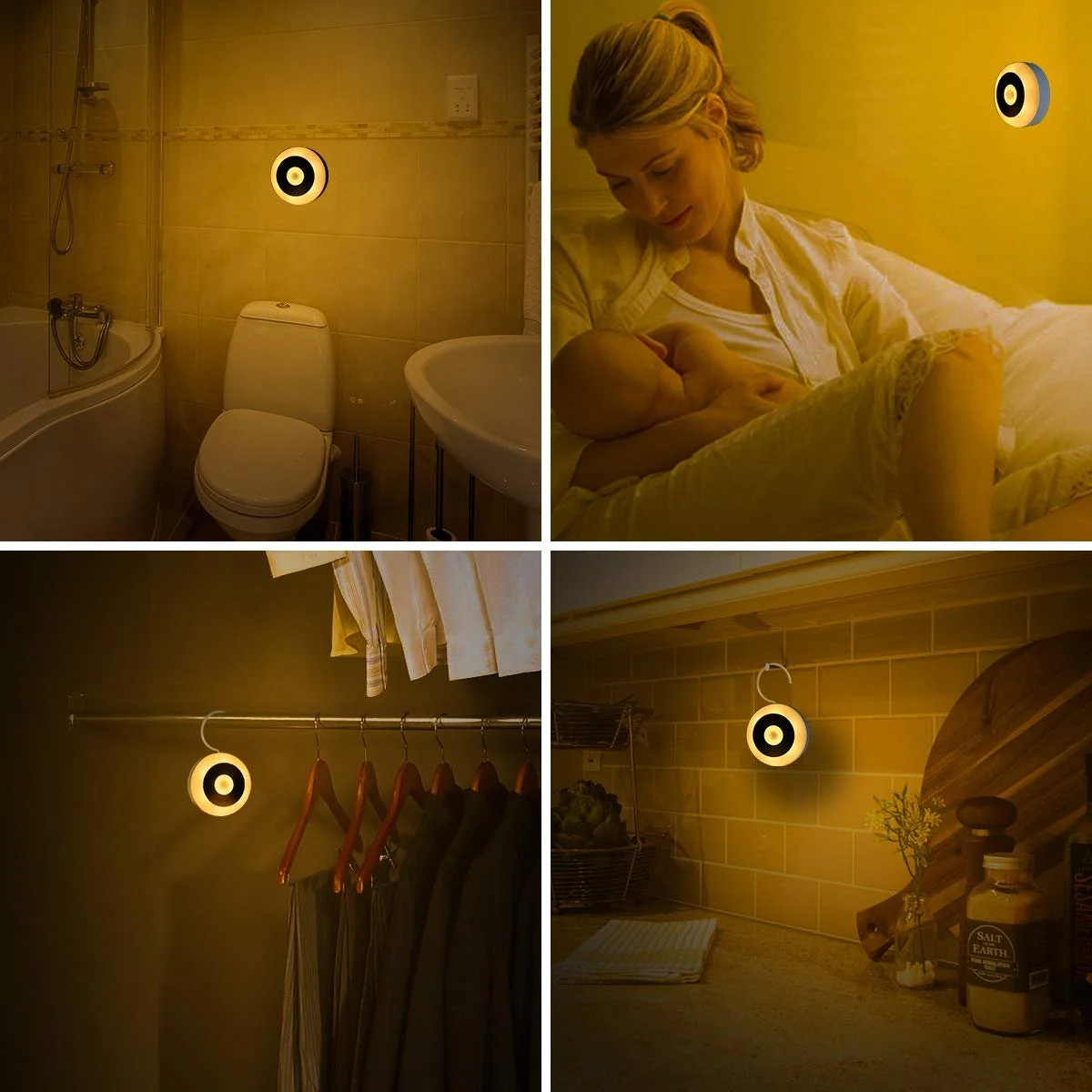 Нічний світильник з датчиком руху ELZO акумуляторний бездротовий світлодіодний з гачком та магнітом теплий білий, фото №7