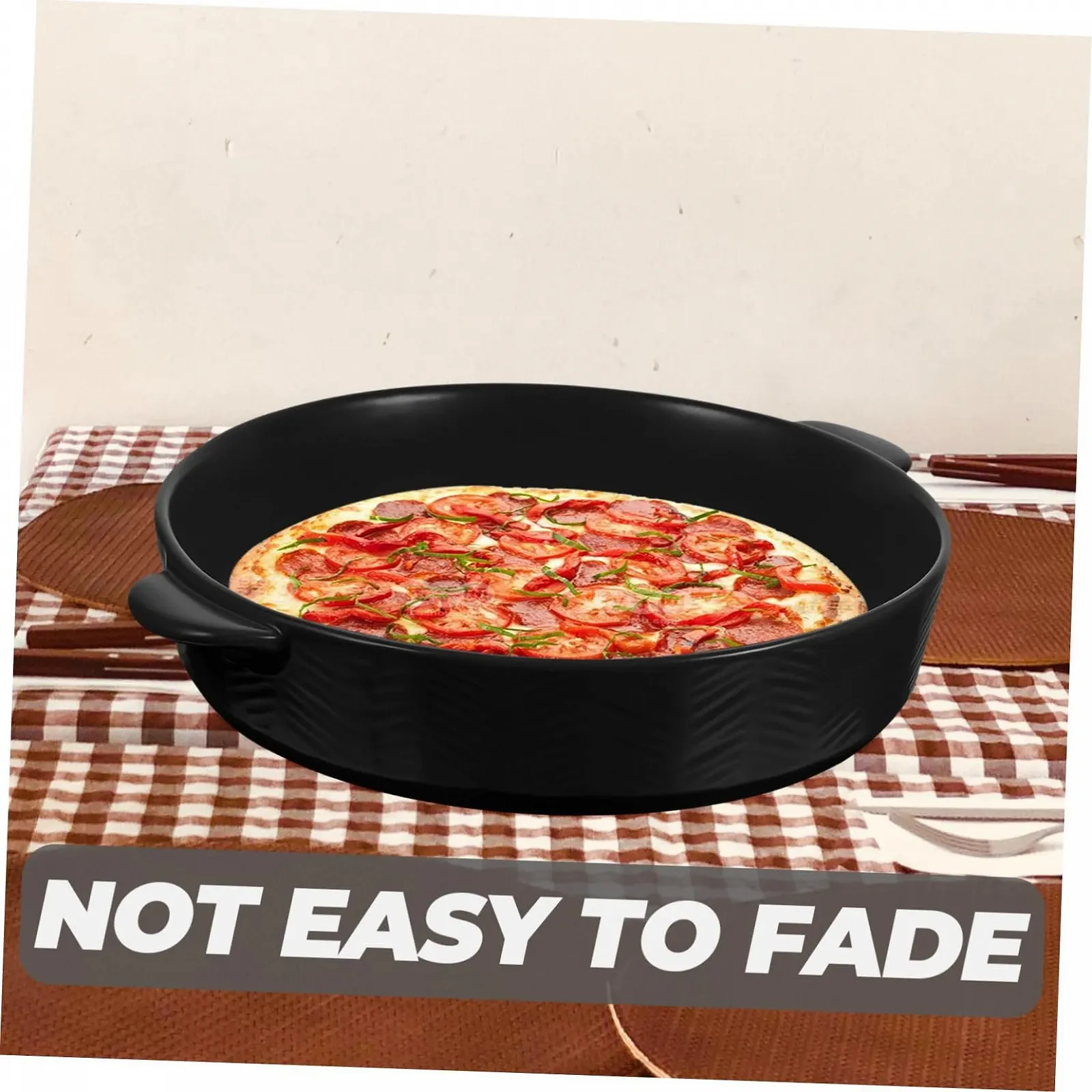 Форма для запекания TIDTALEO Керамическая круглая с двойной ручкой черная, фото №9 Форма для запекания TIDTALEO Керамическая круглая с двойной ручкой черная, фото №9