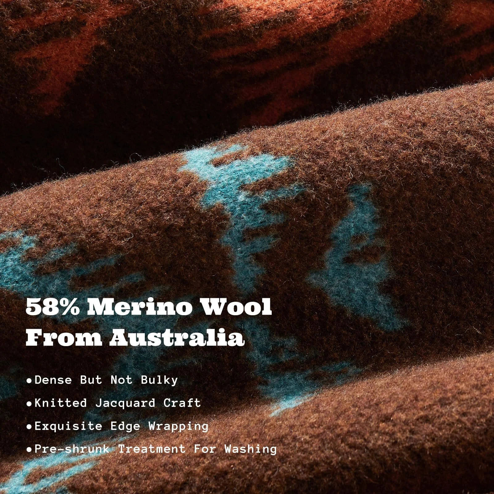 Одеяло Merino ACUSHLA 58% Wool, Уютное одеяло, Большое, Супер мягкое одеяло для дивана, Покрывало, Теплое вязаное зимнее одеяло (160 x 200 см, Adelais-Koffee), фото №4