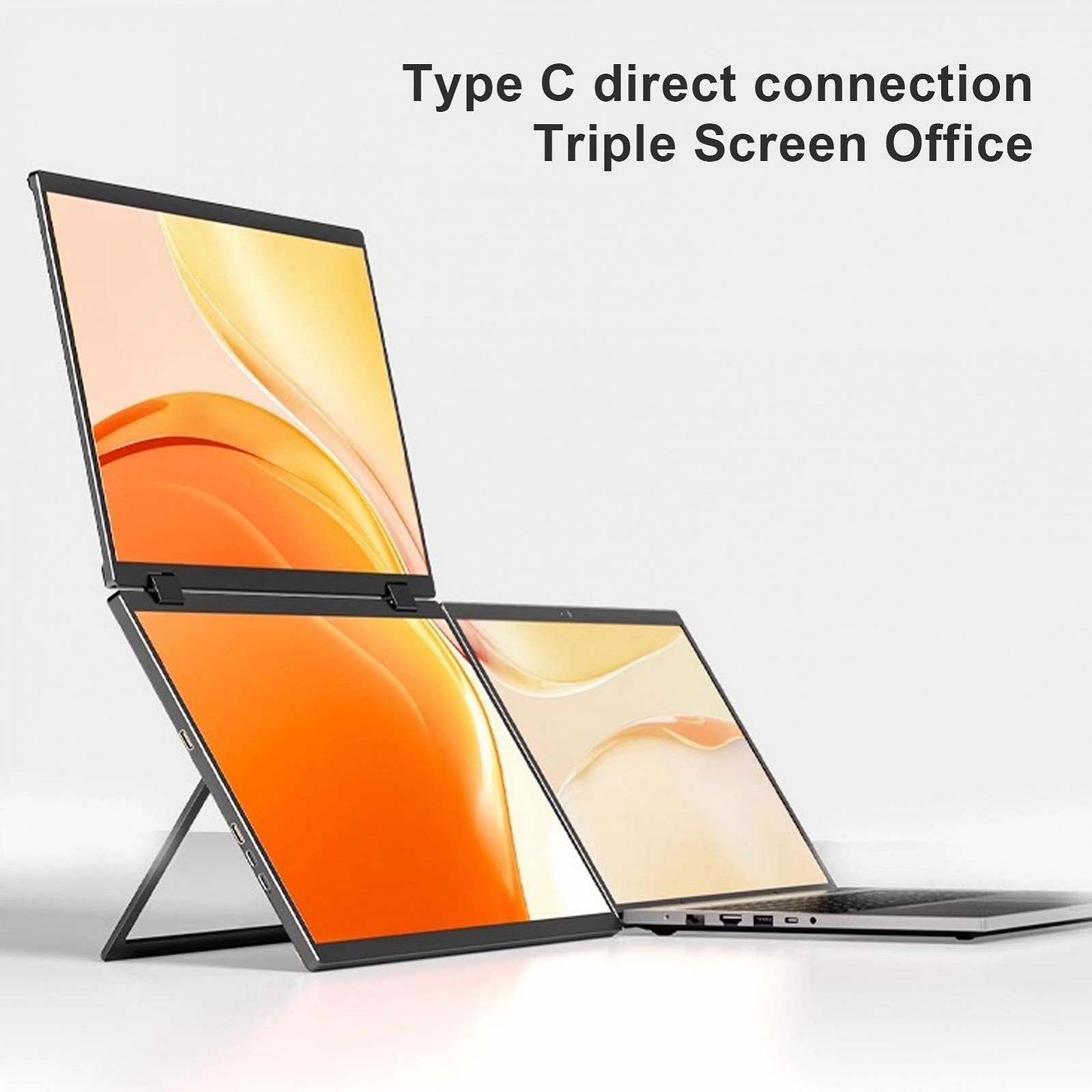 Двойной дисплей Laptop 15.6 дюймов 1080P FHD IPS складной портативный с подставкой 360° Flip USB C, фото №4