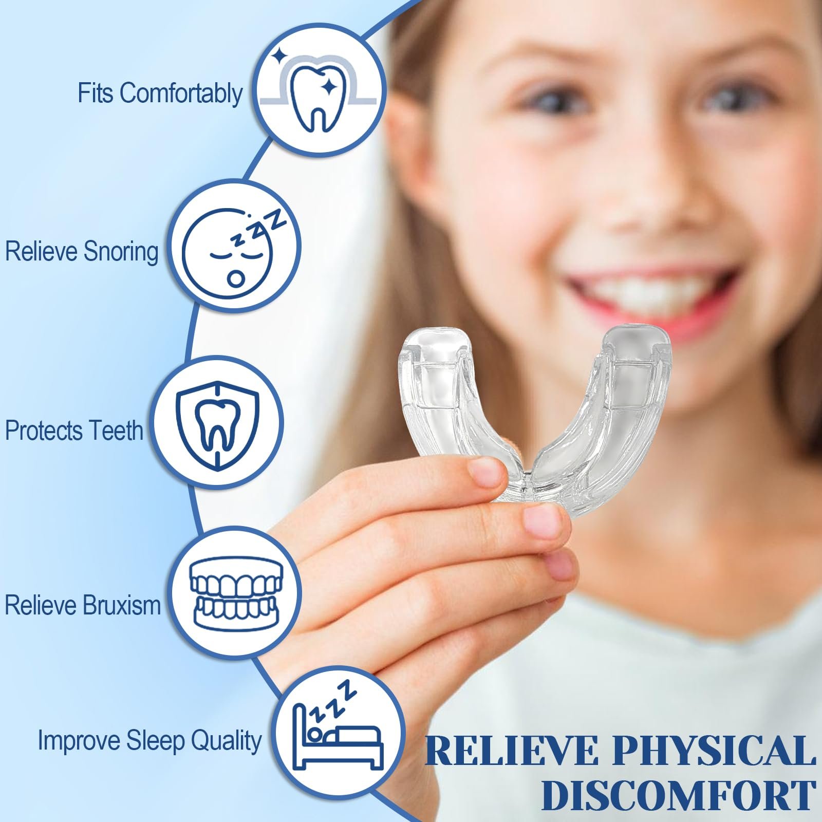 Капа от храпа, капа для рта против храпа и бруксизма, регулируемая, фото №7