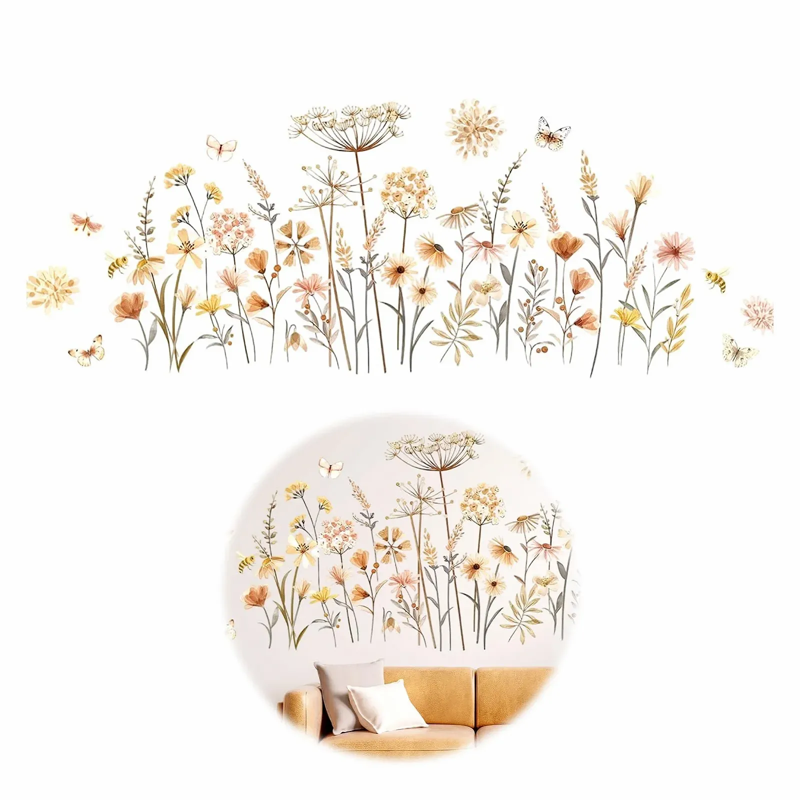 Наклейка на стіну tiyitok Квіти Кульбаби та Метелики Boho, фото №1 Наклейка на стіну tiyitok Квіти Кульбаби та Метелики Boho, фото №1