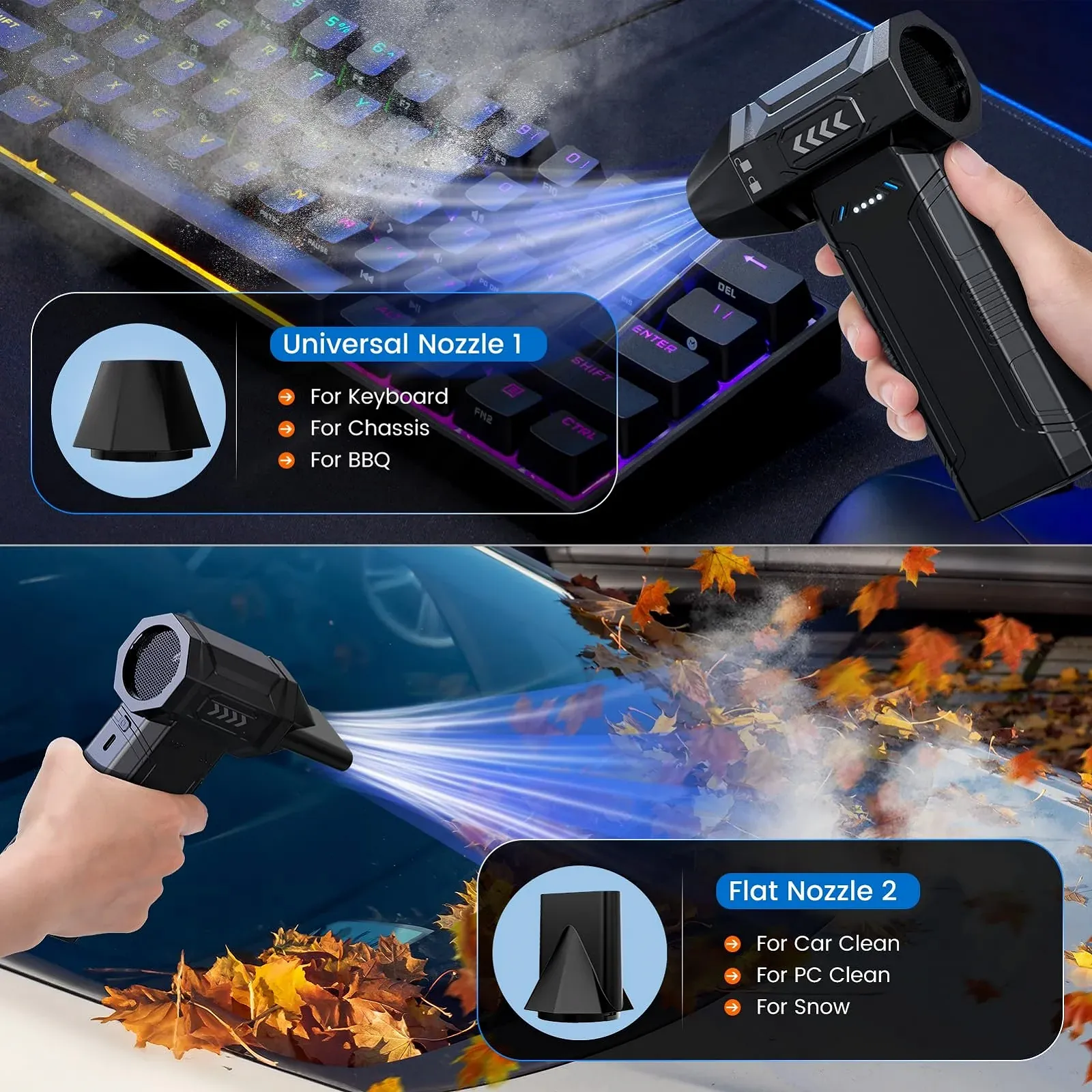 Электрическая воздуходувка CCmall T0300 4 скорости 180,000 RPM 10,000 mAh Dark Black, фото №6 Электрическая воздуходувка CCmall T0300 4 скорости 180,000 RPM 10,000 mAh Dark Black, фото №6