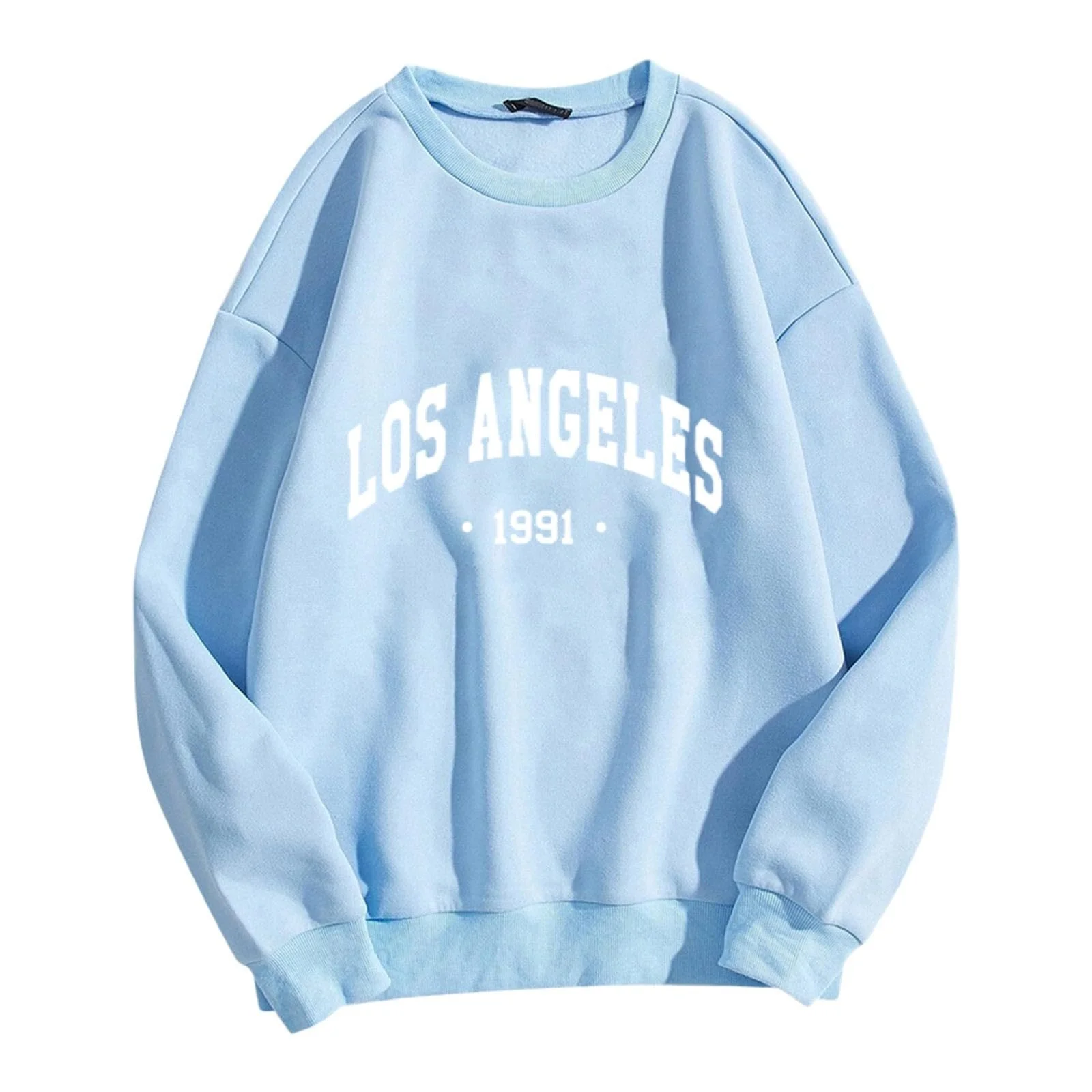 Женский свитшот Los Angeles С буквенным принтом Oversize Разноцветный Готический Y2K Однотонный С круглым вырезом Свободный крой Спортивный Калифорния Винтажный, фото №1