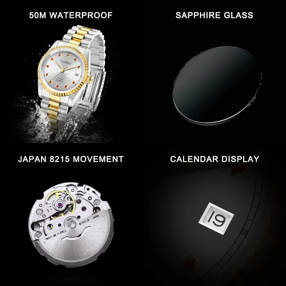 Мужские Автоматические Часы CADISEN Homage с Индикатором Запаса Хода, Механические, Нержавеющая Сталь, фото №3 Мужские Автоматические Часы CADISEN Homage с Индикатором Запаса Хода, Механические, Нержавеющая Сталь, фото №3