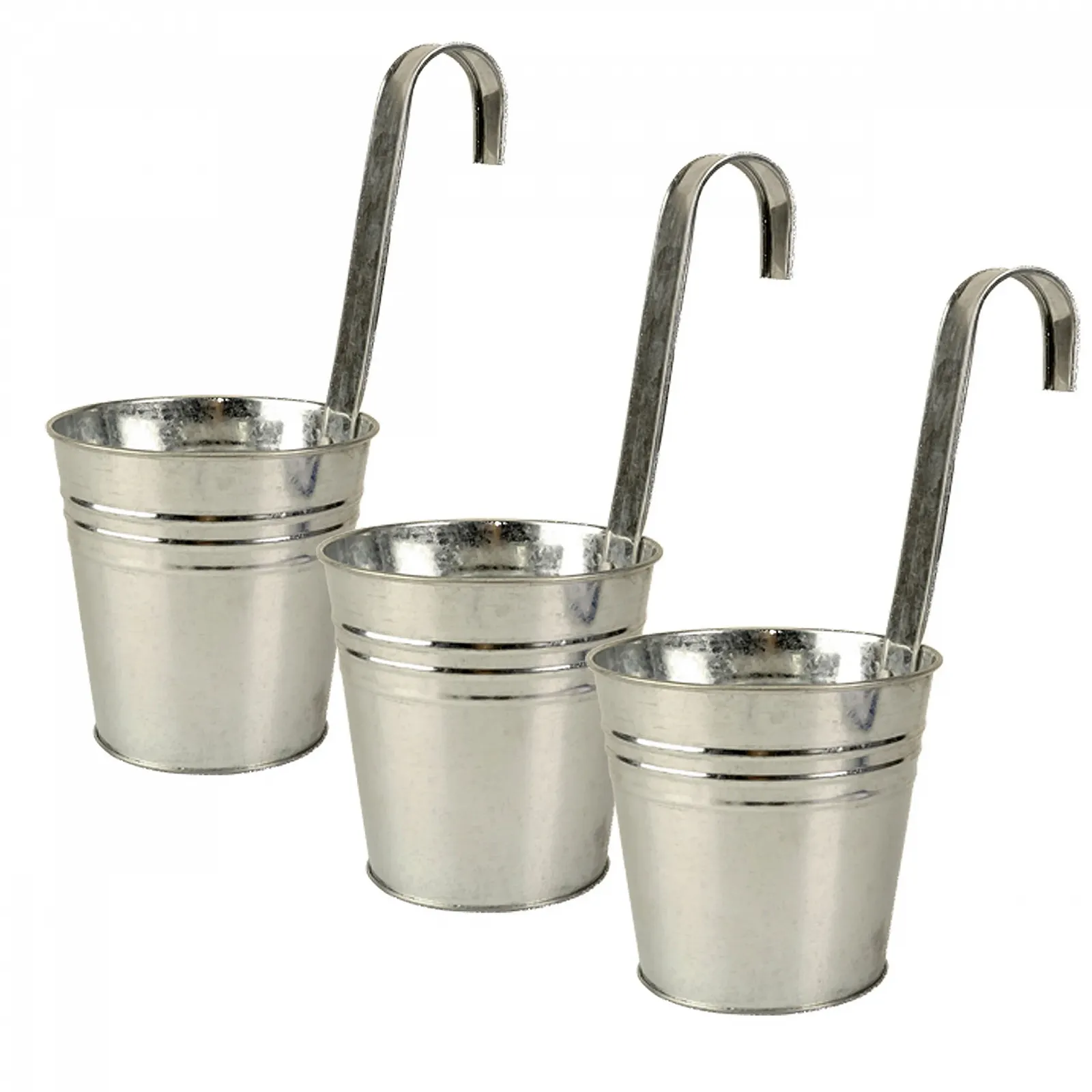 Подвесной горшок Набор 3 шт. Цинковый металлический для балкона Серебристый, фото №1