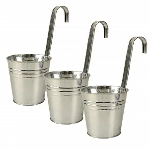 Подвесной горшок Набор 3 шт. Цинковый металлический для балкона Серебристый - Фото 1