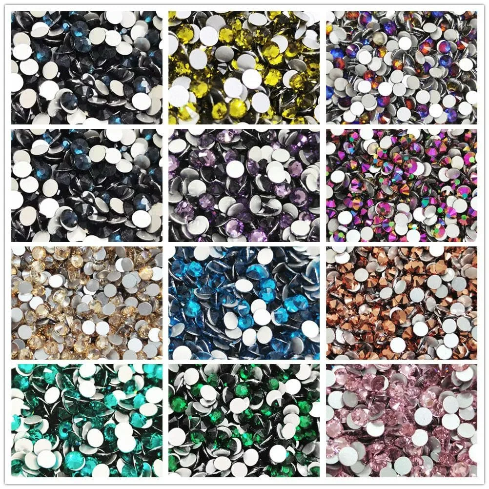 Стрази скло, розміри SS3~SS20, без термофіксації, для DIY дизайну нігтів - - ss12, 1440 шт, фото №2