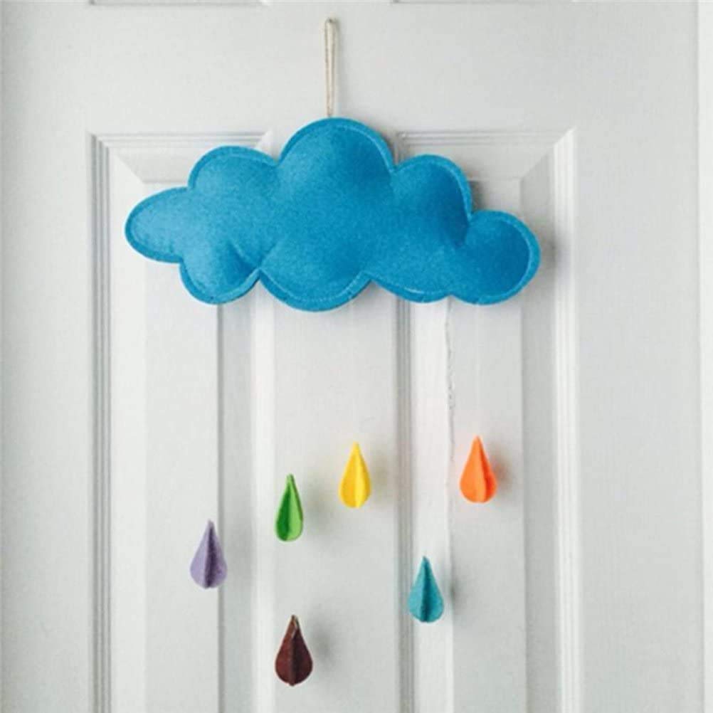 Декор Inzopo Felt Clouds Water Drops Настенный для детского душа, детской комнаты, детской комнаты, палатки, рождественский декор, мобильное подвесное украшение, синий, фото №3