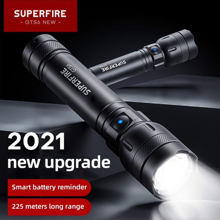 Фонарик ручний акумулятор GTS6 SuperFire 360 Lumen IP44, фото №2 Фонарик ручний акумулятор GTS6 SuperFire 360 Lumen IP44, фото №2