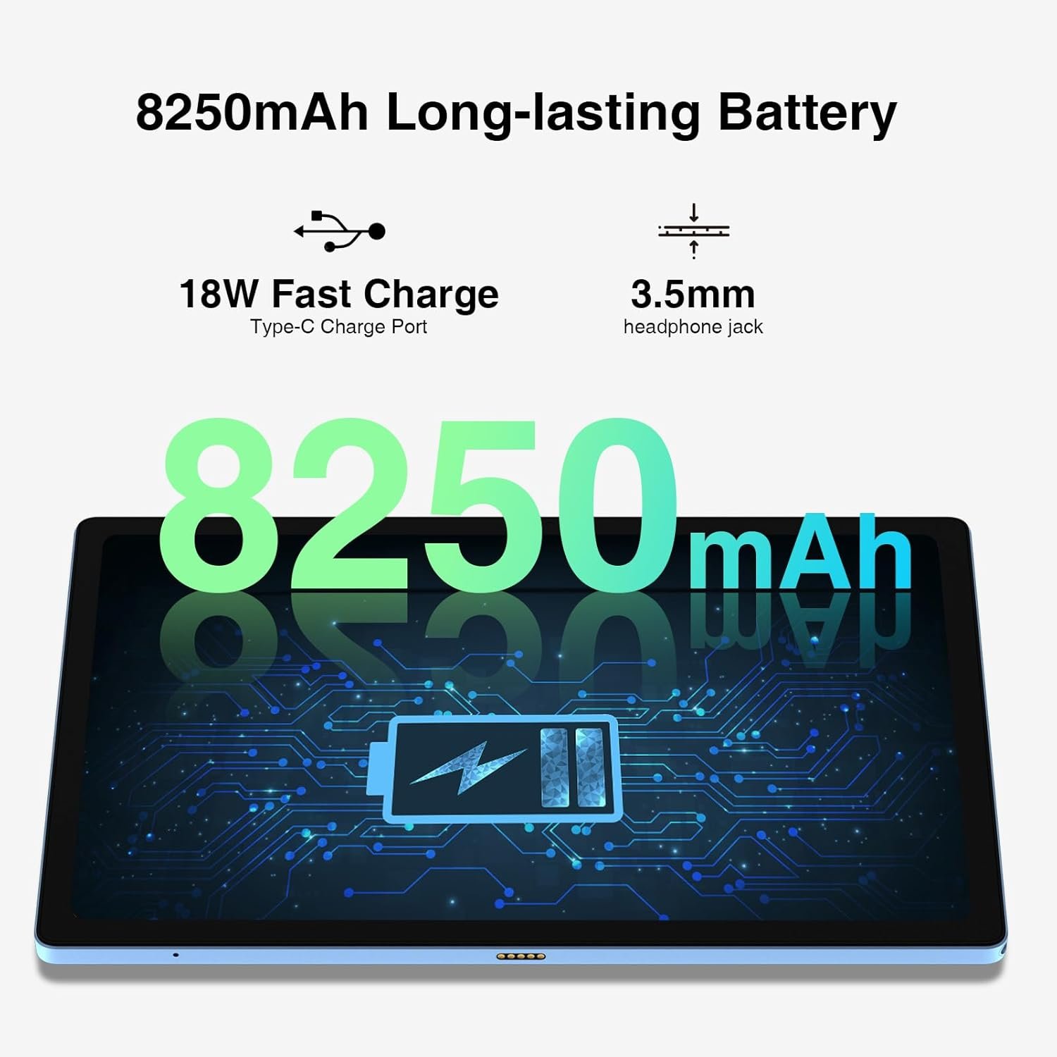Планшет 10.5" Full HD Doogee T10 Plus 8/256Gb 4G 2-SIM 8 ядер Android 13 8250 mAh Голубой, фото №5