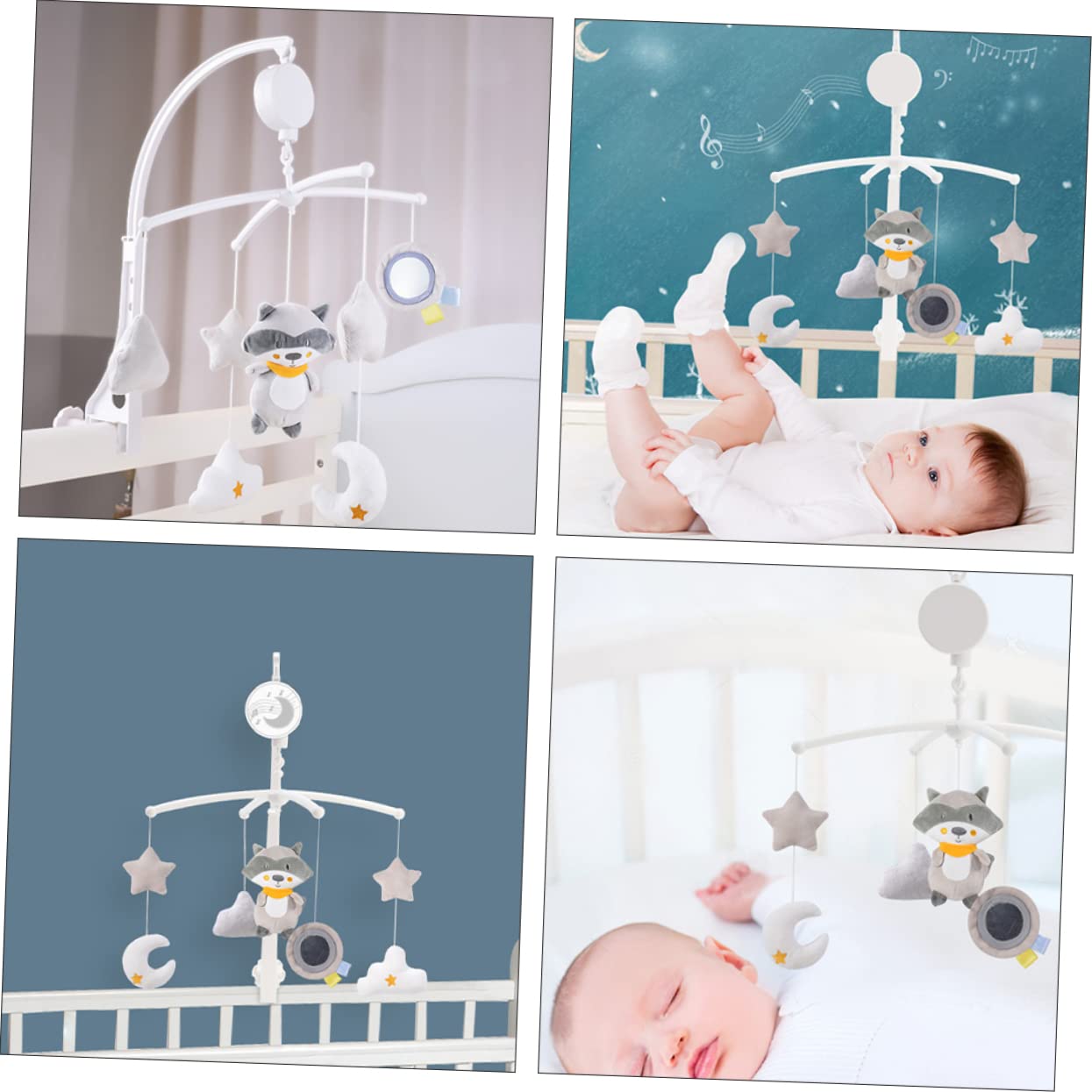 Музыкальная игрушка Hoement Musikglocke для детской кроватки мобильная пластиковая Light Grey, фото №5