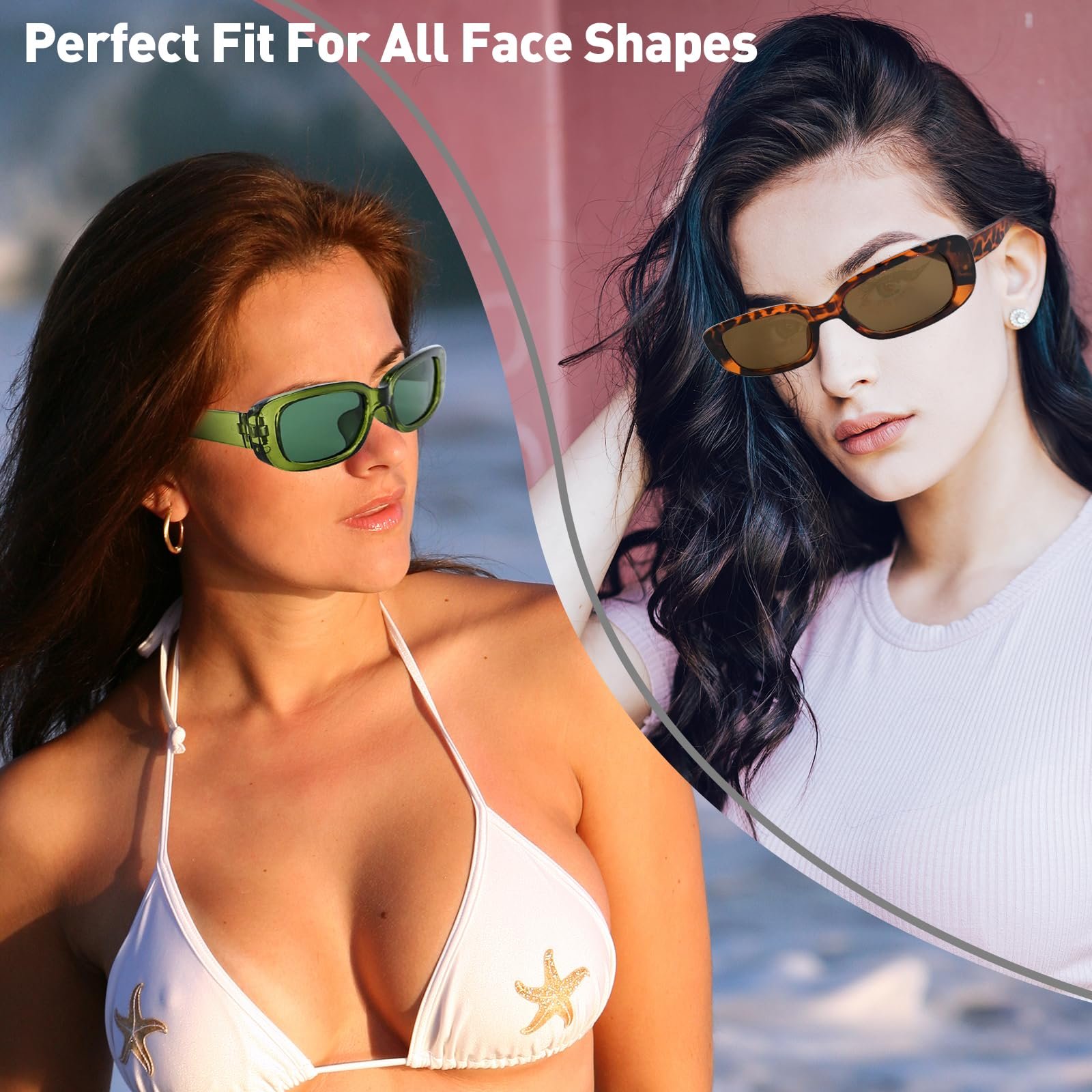 Сонцезахисні окуляри VINEST Вінтажні Прямокутні Бежевий, набір 4 шт, фото №5