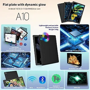 Планшет 10,1" WQPLO A10 (3+7)/64 ГБ 4G 8 ядер Android 14 5000 mAh Черный synthetic.ua - Фото 1