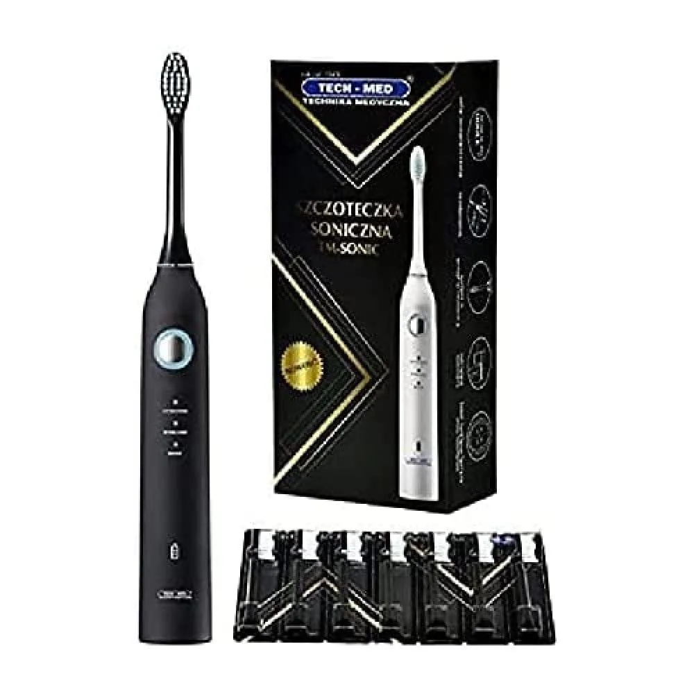 Электрическая звуковая зубная щетка Tech-Med TM-Sonic IPX7 33000 вибр/мин Черная, фото №1