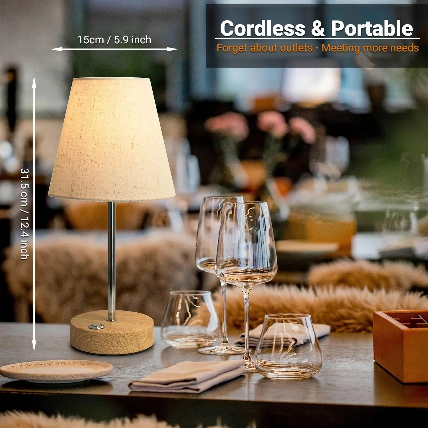 Настільна лампа LED бездротова акумуляторна 3000 mAh сенсорна димована, фото №7