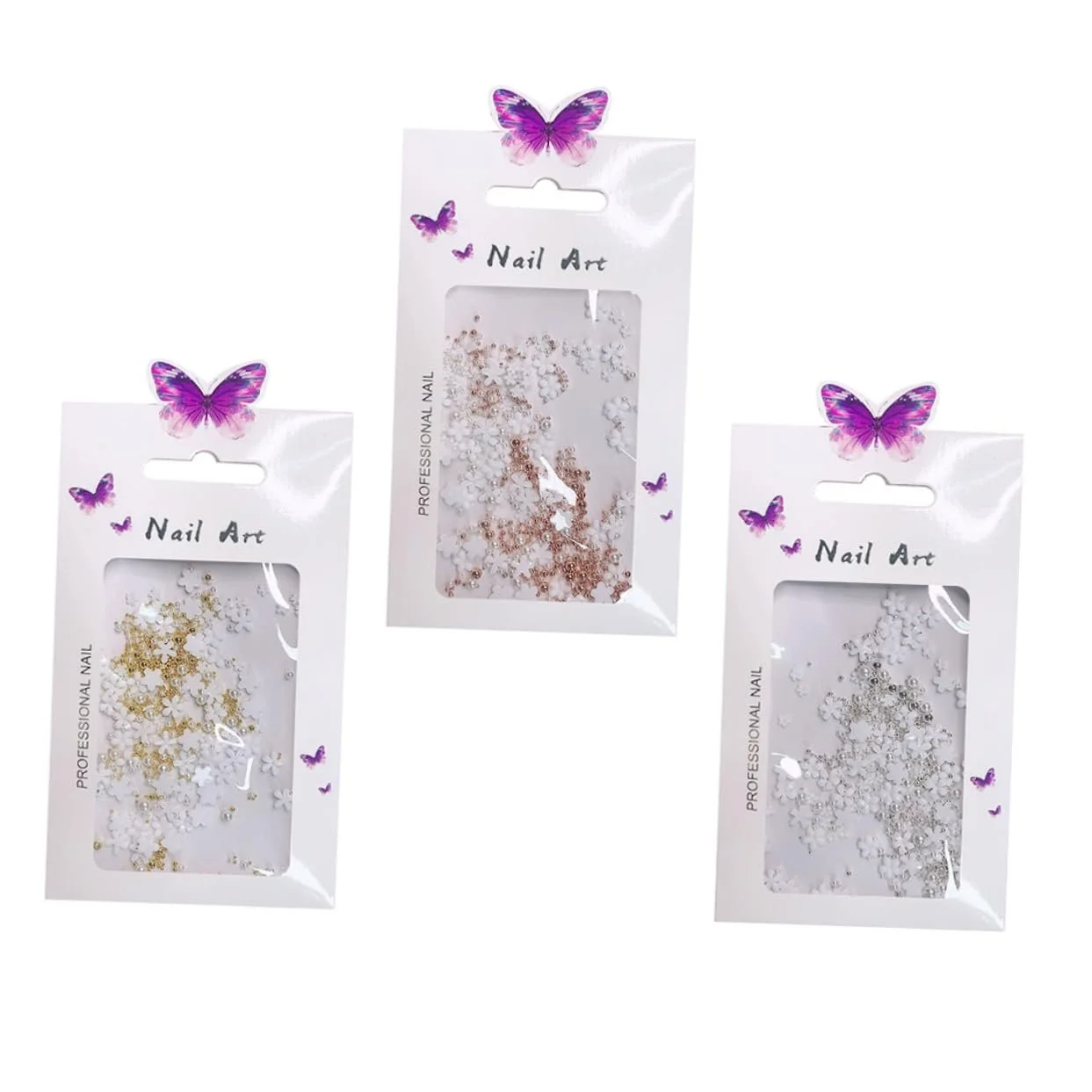 Прикраса для нігтів Квіти Білий (3 пакети), фото №1 Прикраса для нігтів Квіти Білий (3 пакети), фото №1