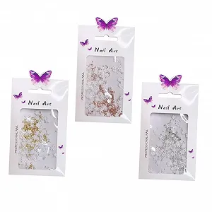 Прикраса для нігтів Квіти Білий (3 пакети) - Фото 1