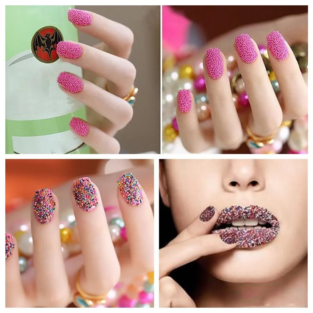 Бусины для ногтей Стеклянные Икринки Бисер Хрустальные Бусины для ногтей Разноцветные Бусины для макияжа Микро Бисер для рукоделия 3D украшения для ногтей DIY Инструменты для маникюра, фото №4