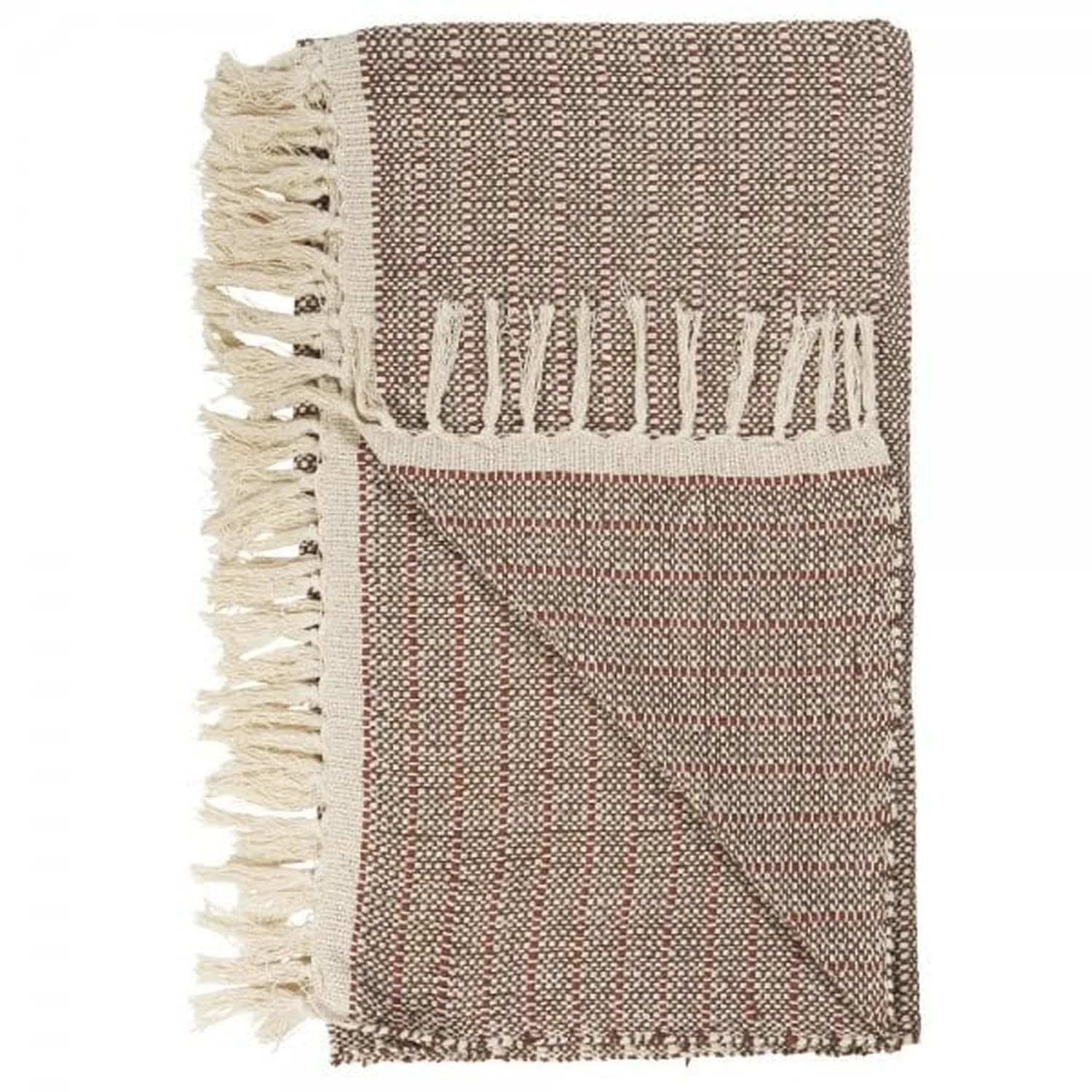 Плед IB Laursen Смужки Натуральний/Коричневий/Іржавий, Ш: 130 Д: 160, фото №1