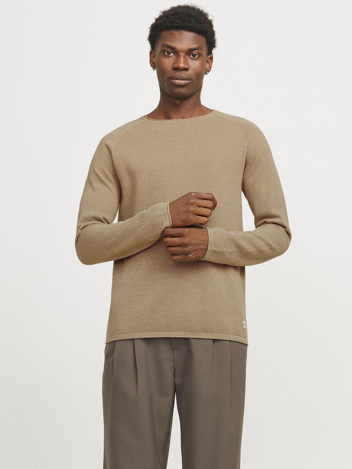 Вязаний пуловер JACK & JONES JJEHILL, чоловічий, з круглим вирізом, базова модель, з довгими рукавами, бавовняна сорочка, фото №2