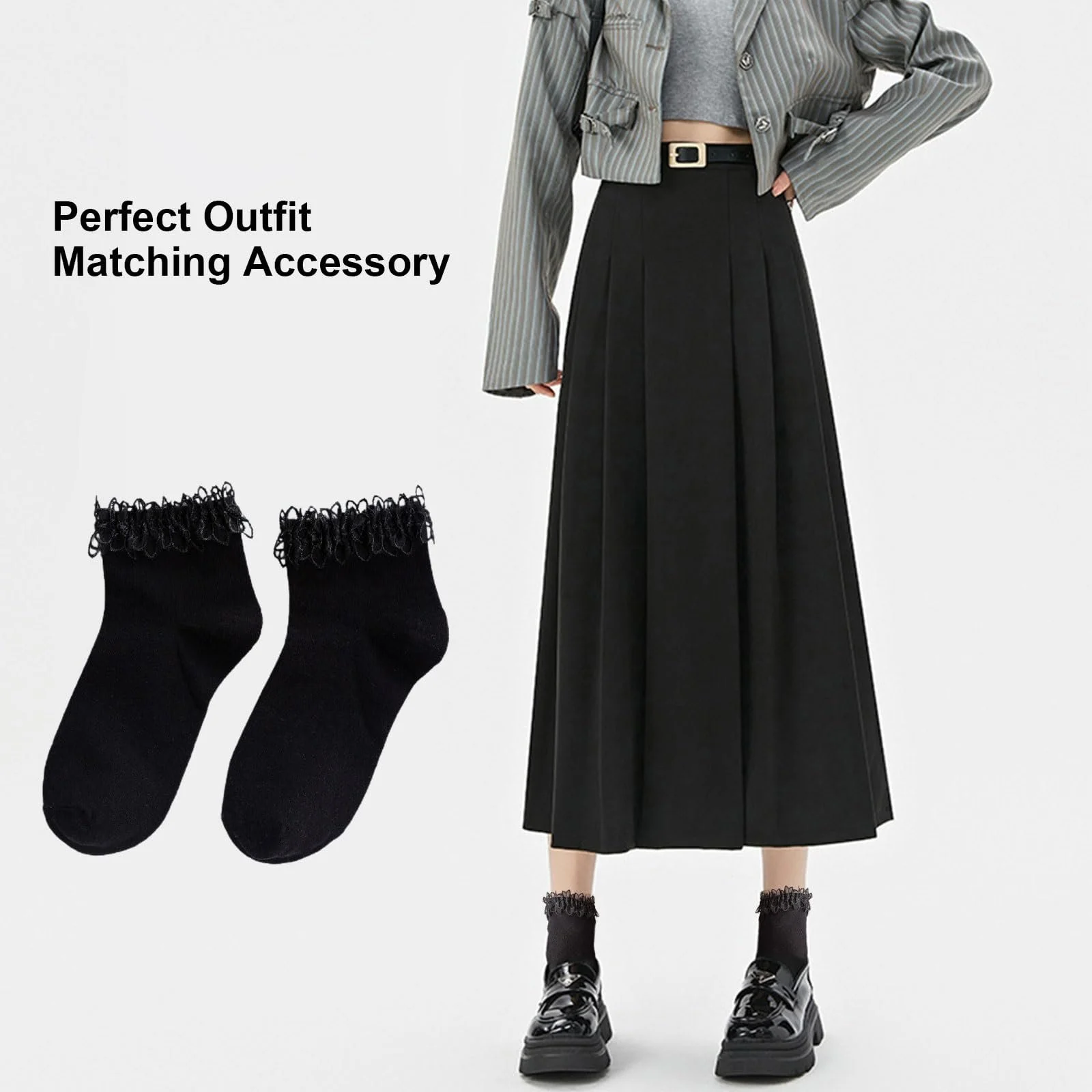 Носки с оборками Черный, 4 пары, фото №3