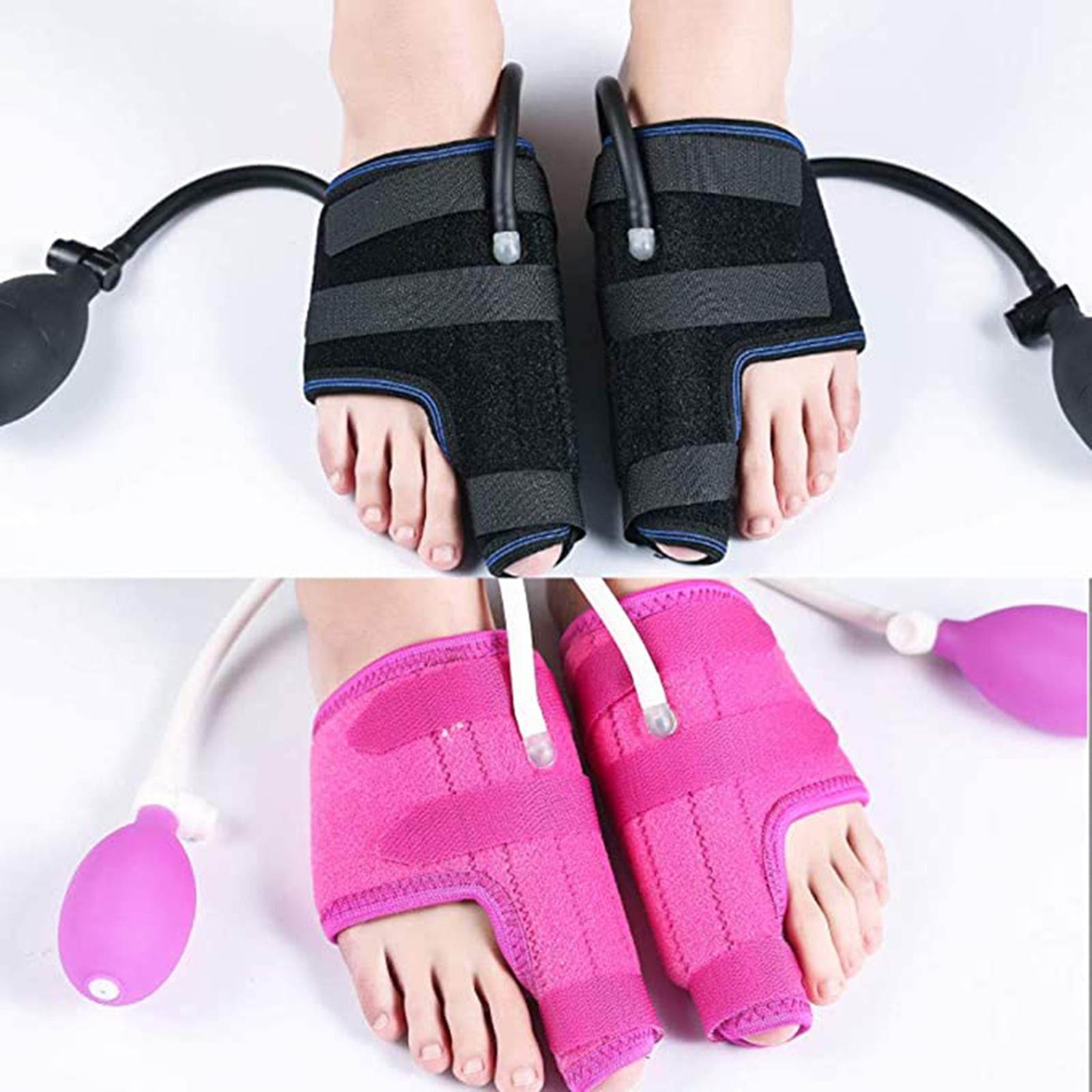 Коректор великого пальця стопи пневматичний Valgus Corrector з регульованим тиском повітря, шина денна та нічна / 1 пара, рожевий, фото №6