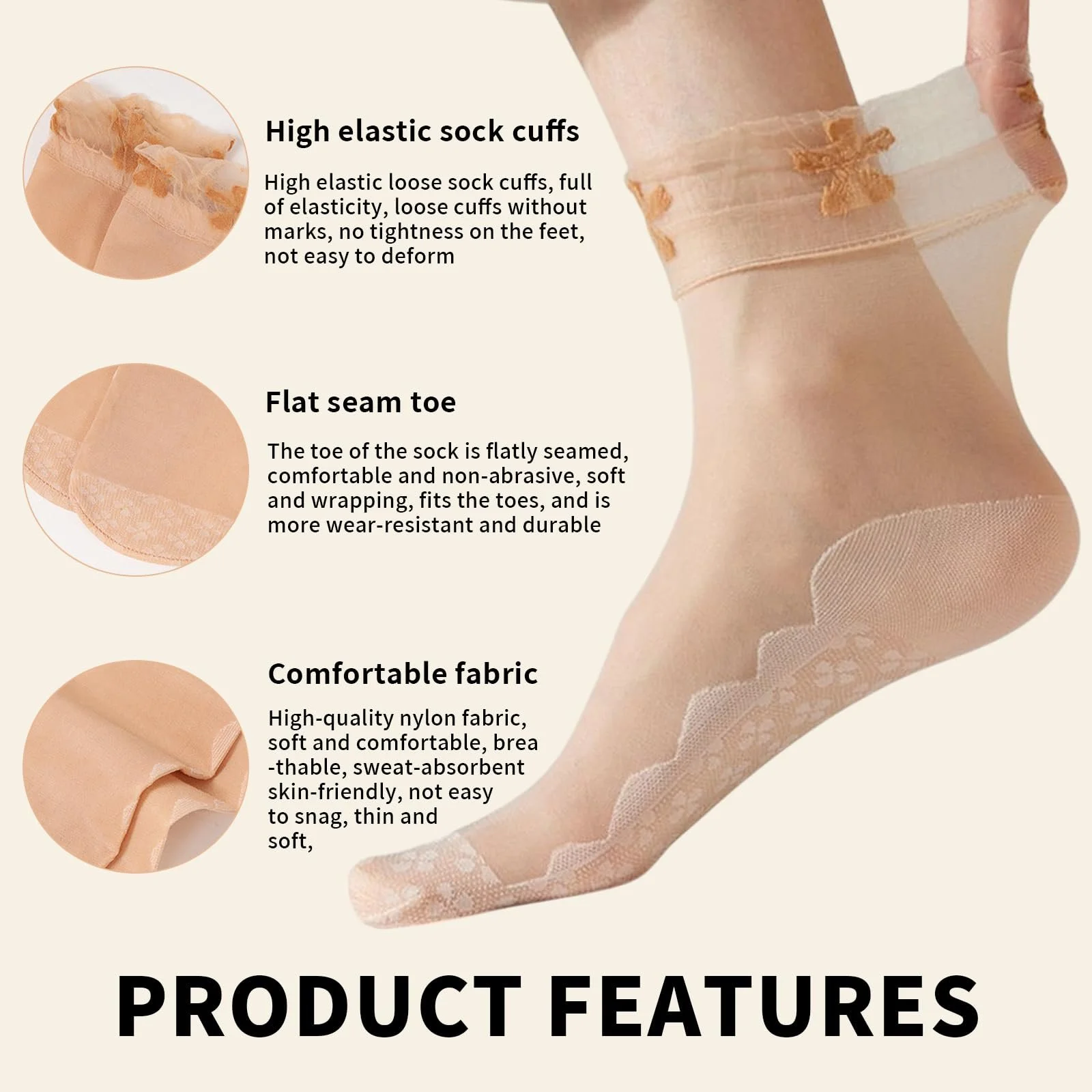 Носки Нейлоновые с рюшами, 12 пар, фото №2 Носки Нейлоновые с рюшами, 12 пар, фото №2