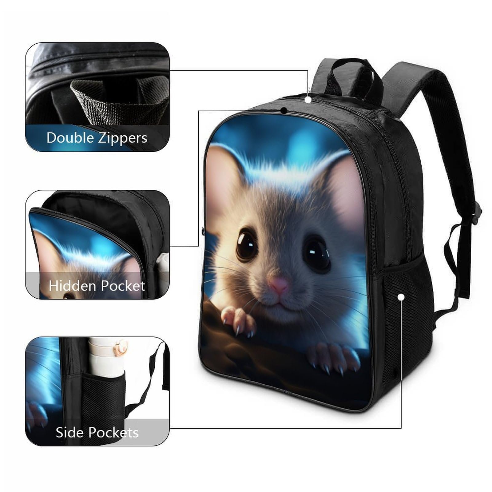 Ранець DPEOANEBN Rat 3D Дитячий Великий Чорний 40x28x16 см, фото №3