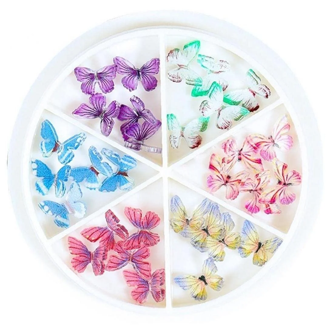 Украшения для ногтей Бабочки 3D Разноцветный набор Миниатюрные смоляные украшения Бабочки DIY дизайн украшения для ногтей аксессуары, фото №8