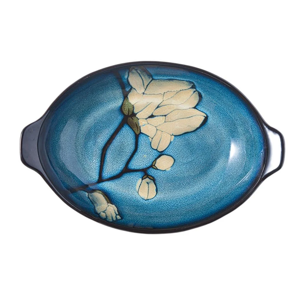 Форма для запекания Braten Керамическая большая овальная с двумя ручками глубиной 5 см скандинавский дизайн, фото №1