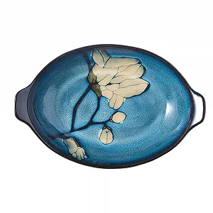 Форма для запекания Braten Керамическая большая овальная с двумя ручками глубиной 5 см скандинавский дизайн - Фото 1