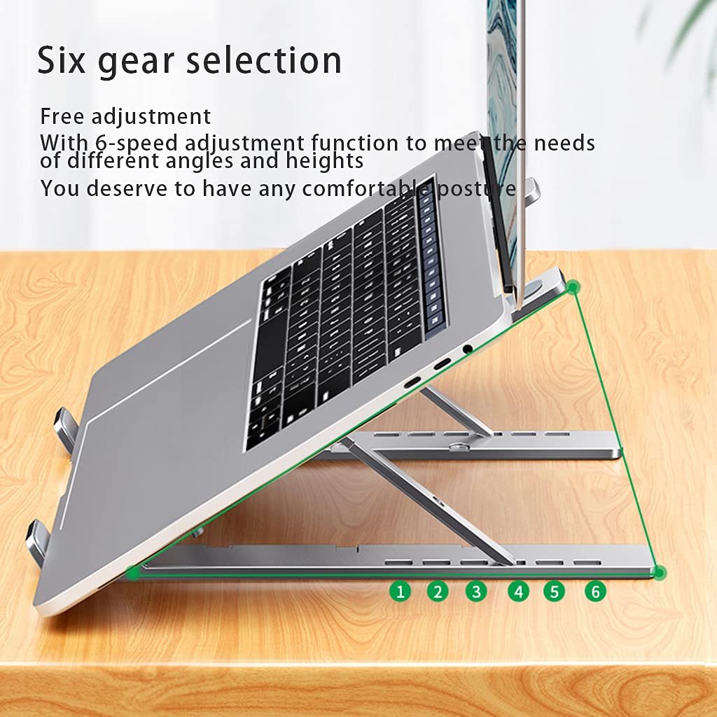 Підставка для ноутбука Алюмінієвий сплав складаний тримач для планшета охолоджуюча регулювання для 10-17 3-дюймів, фото №7 Підставка для ноутбука Алюмінієвий сплав складаний тримач для планшета охолоджуюча регулювання для 10-17 3-дюймів, фото №7