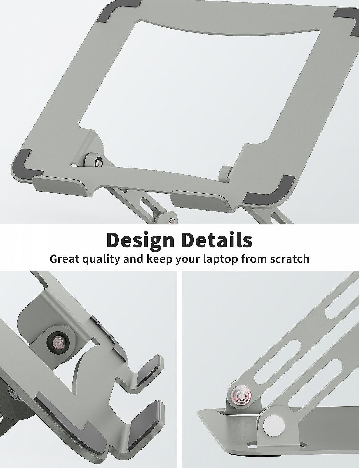 Подставка для ноутбука SOUNDANCE Регулируемая, портативная, эргономичная конструкция, металлический держатель для компьютера, совместима с ПК 10,6 дюймов, серебристо-серая, фото №6 Подставка для ноутбука SOUNDANCE Регулируемая, портативная, эргономичная конструкция, металлический держатель для компьютера, совместима с ПК 10,6 дюймов, серебристо-серая, фото №6