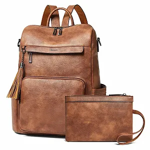 Рюкзак Shrrie Elegant для ноутбука 15.6 дюйма кожаный водонепроницаемый с кошельком Black - Фото 1